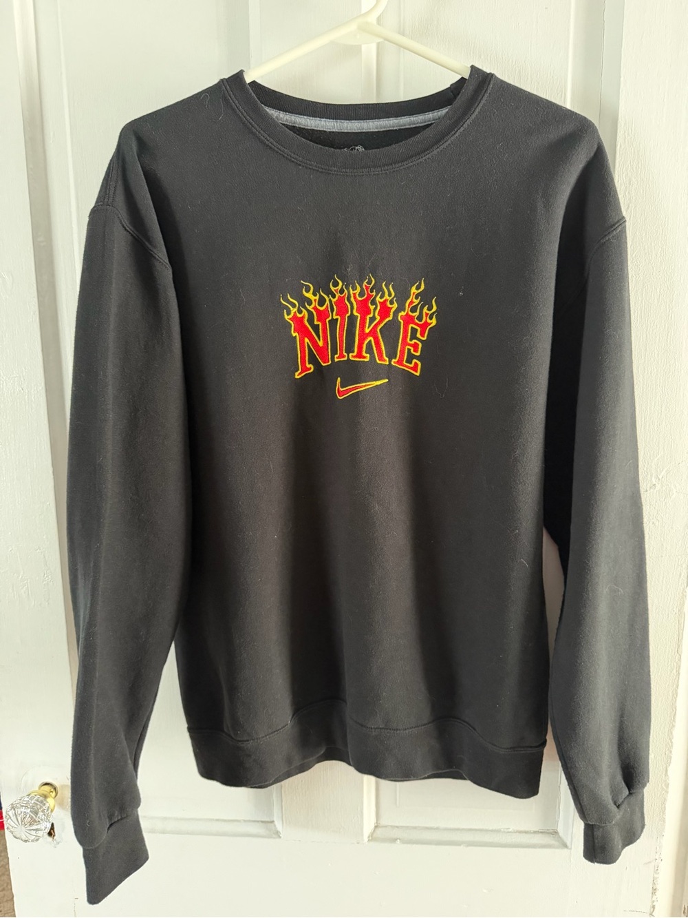Custom Embroidered Flame Nike Crewneck Sweatshirt Medium